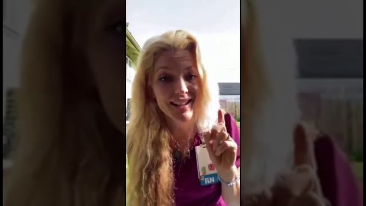 A registered nurse working on a cardiac unit sharing information  abQut wearing a mask all the time.
